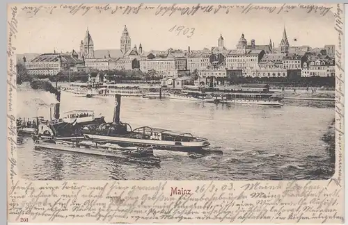 (111111) AK Mainz, Rheinpanorama 1903