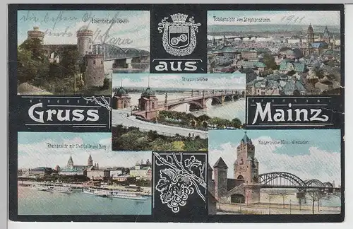 (111108) AK Mainz, Mehrbildkarte 1911