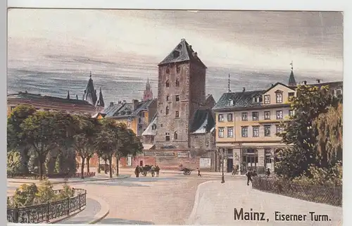 (111107) Künstler AK Mainz, Eiserner Turm, vor 1945