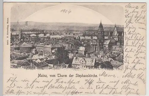 (111104) AK Mainz, Totalansicht vom Stephansturm 1904