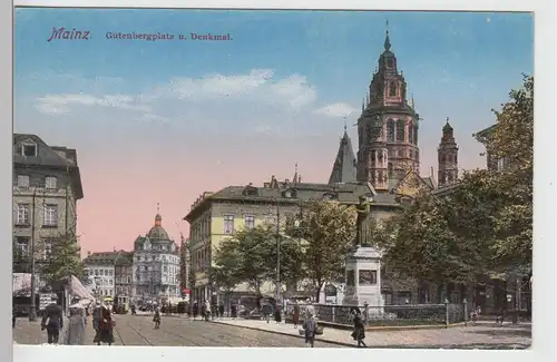(111097) AK Mainz, Gutenbergplatz und Denkmal 1910er