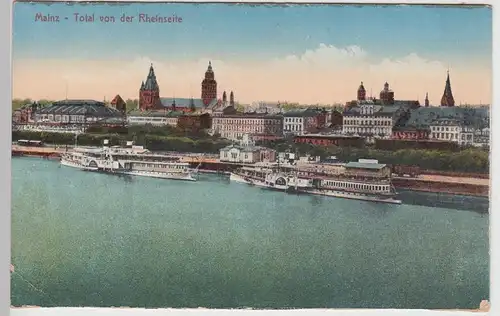 (109156) AK Mainz, Total von der Rheinseite 1910/20er