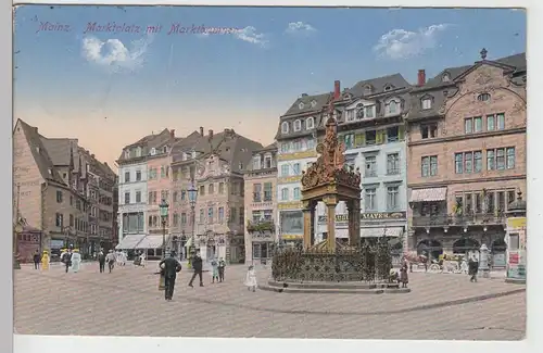 (105619) AK Mainz, Marktplatz mit Marktbrunnen, 1916