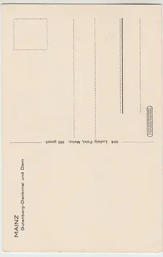 (104997) AK Mainz, Gutenberg-Denkmal und Dom, 1914