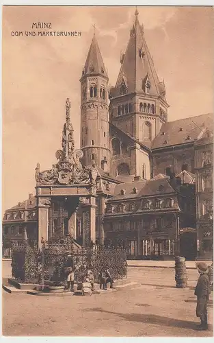 (104994) AK Mainz, Dom und Marktbrunnen, 1904