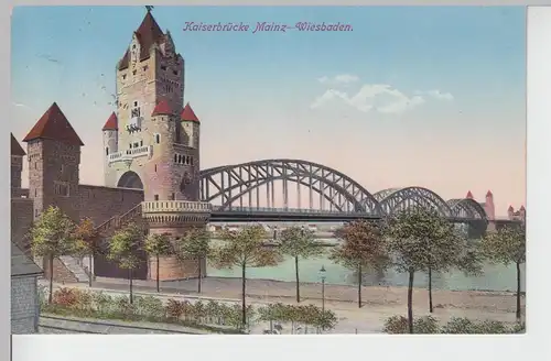 (104137) AK Mainz Wiesbaden, Kaiserbrücke, 1914