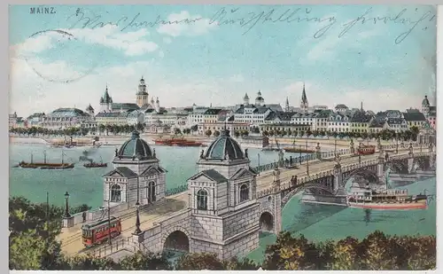 (100378) AK Mainz, Brücke 1909