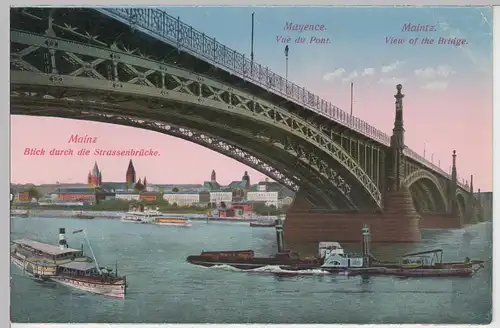 (100375) AK Mainz, Straßenbrücke, aus Leporello, vor 1945