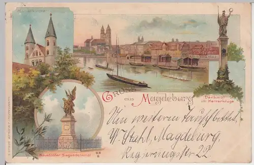 (93281) Künstler AK Gruß aus Magdeburg, Marienkirche 1898