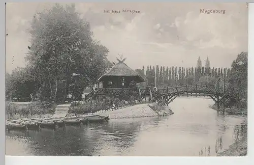 (82888) AK Magdeburg, Fährhaus Mittagsee, 1909