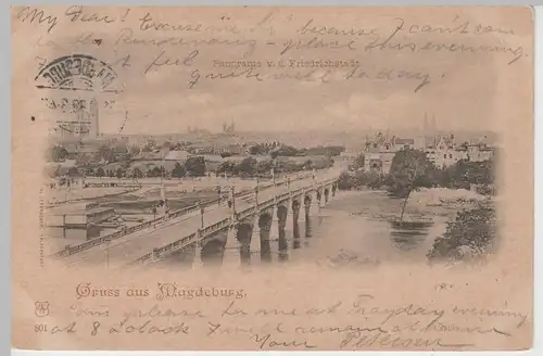 (72564) AK Gruss aus Magdeburg, Panorama v.d. Friedrichstadt, 1898