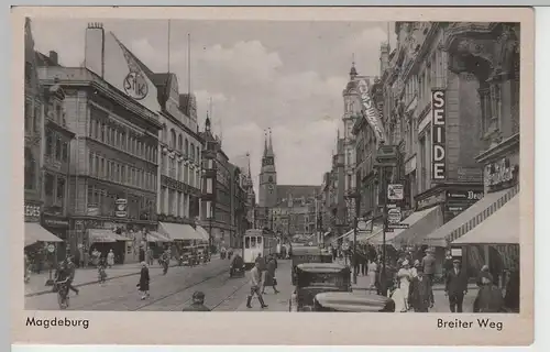 (67126) AK Magdeburg, Breiter Weg, Straßenbahn, vor 1945