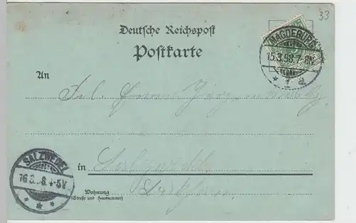 (60073) AK Gruss aus Magdeburg, Breiter Weg, Dom, Mondscheinkarte 1898