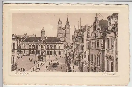 (57992) AK Magdeburg, Alter Markt, Altes Rathaus, Büttenkarton bis 1926