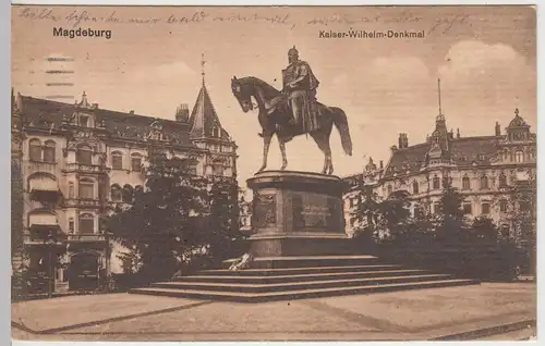 (41845) AK Magdeburg, Kaiser Wilhelm-Denkmal, Feldpost 1916