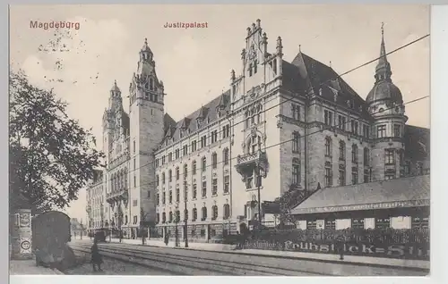 (112179) AK Magdeburg, Justizpalast, Litfaßsäule, Zur Gerichtslaube 1915