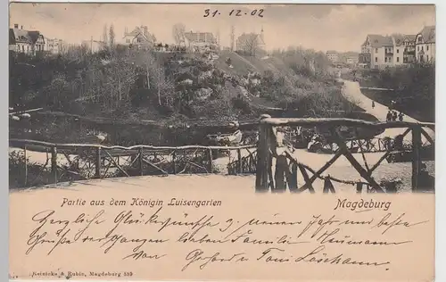 (108837) AK Magdeburg, Königin Luise Garten 1902