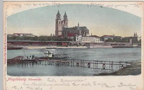 (106505) AK Magdeburg, Elbansicht, 1901