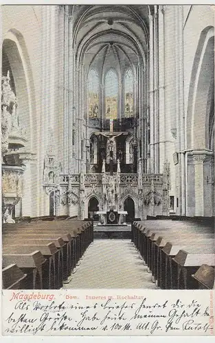 (105961) AK Magdeburg, Dom, Inneres mit Hochaltar 1905