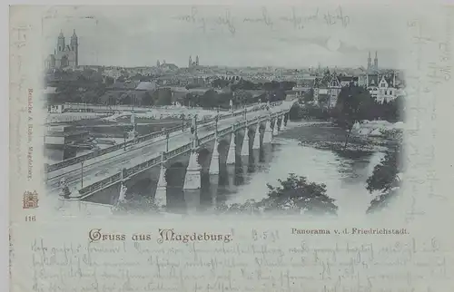 (103070) AK Gruss aus Magdeburg, Friedrichstadt, Mondscheinkarte 1898
