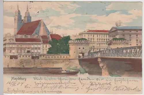 (101694) AK Magdeburg, Partie a.d. Elbbrücke, 1904
