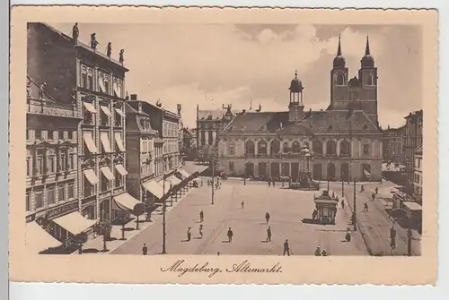 (101174) AK Magdeburg, Alter Markt, St. Johannis Kirche, Altes Rathaus, Straßenb