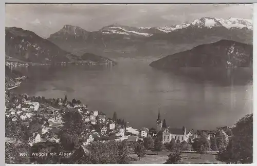 (53660) Foto AK Weggis mit Alpen, nach 1945