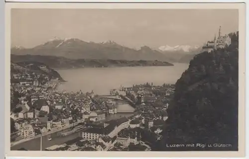 (13105) Foto AK Luzern, Panorama, Rigi, Gütsch, vor 1945