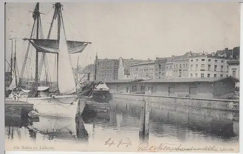 (92738) AK Lübeck, Am Hafen, 1902