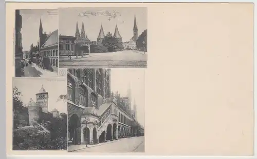 (85311) AK Gruss aus Lübeck, Mehrbildkarte mit Werbung, bis 1905