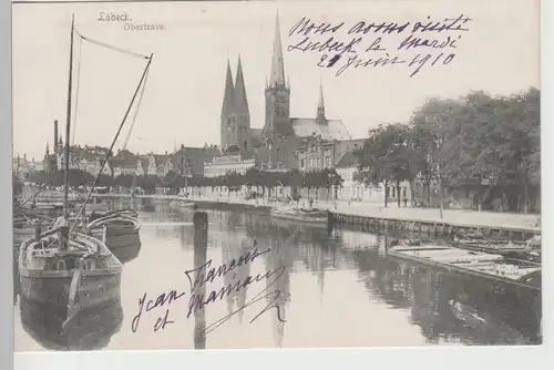 (75936) AK Lübeck, Obertrave, Marienkirche, St. Petrikirche, vor 1945