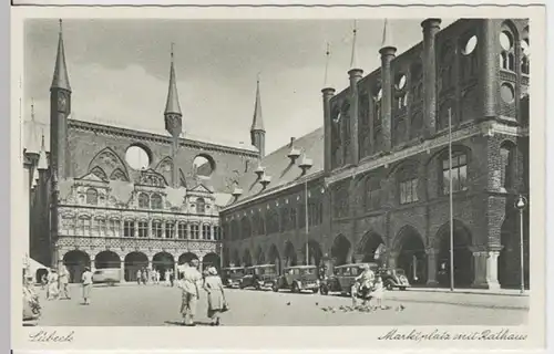 (12281) AK Lübeck, Marktplatz, Rathaus 1941