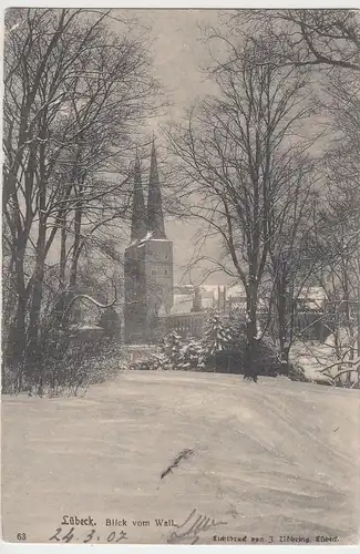 (105110) AK Lübeck, Blick vom Wall 1907