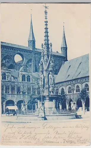(105109) AK Lübeck, Marktbrunnen 1899