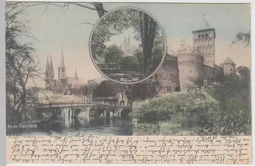 (104858) AK Lübeck, An der Obertrave, Burgtor, Stadtmauer, 1902