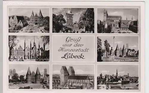 (100047) Foto AK Lübeck, Mehrbildkarte, Merkur, Salzspeicher 1950er