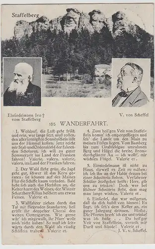 (114730) AK Gedicht >Wanderfahrt< V. Scheffel, Staffelstein, Einsiedelmann 1922