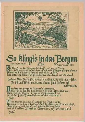 (111684) Künstler AK Liedkarte, So klingts in den Bergen, Herbert Roth DDR 1954