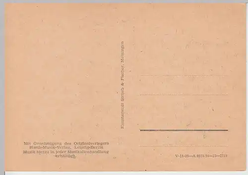 (111684) Künstler AK Liedkarte, So klingts in den Bergen, Herbert Roth DDR 1954