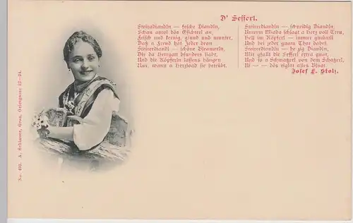 (109150) AK Gedicht Lied "D' Sefferl" von Josef Stolz, vor 1905