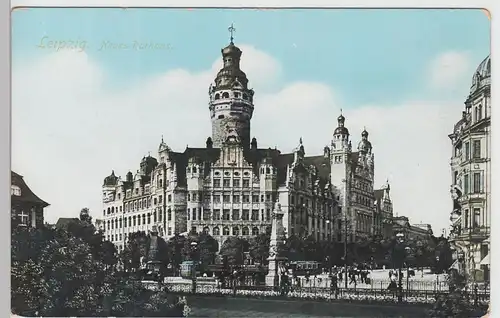 (99948) AK Leipzig, Neues Rathaus, Straßenbahn, vor 1945