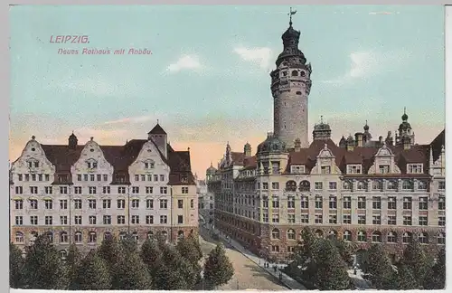 (96841) AK Leipzig, Neues Rathaus mit Anbau, aus Leporello 1913