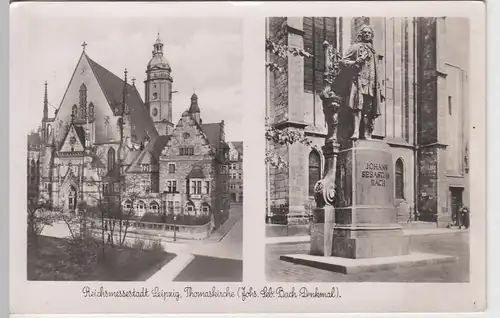 (93225) Foto AK Leipzig, Thomaskirche, Bach Denkmal 1941