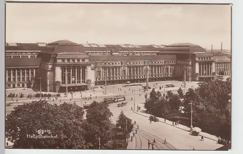 (93219) Foto AK Leipzig, Hauptbahnhof, Straßenbahn, vor 1945