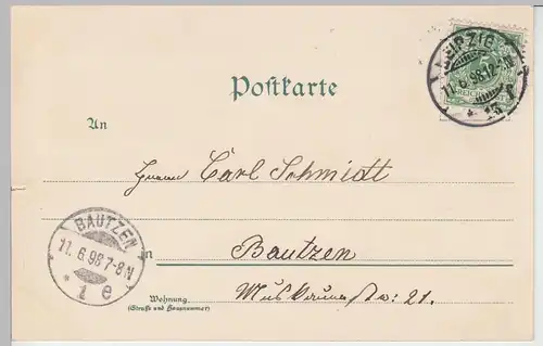 (92648) AK Gruss aus Leipzig, Börse, Reichsbank, Litho 1898