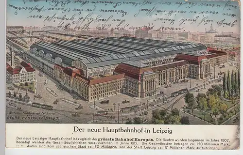 (88674) AK Leipzig, Der neue Hauptbahnhof, Zeichnung 1913