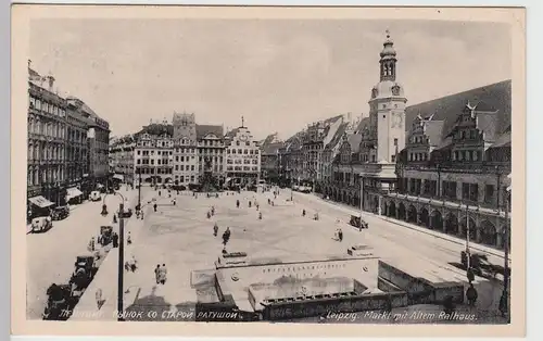 (85801) AK Leipzig, Marktplatz, Altes Rathaus 1948