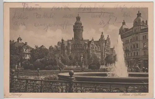 (80913) AK Leipzig, Neues Rathaus, 1925