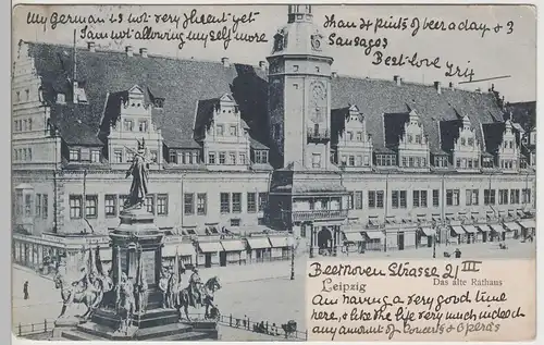 (79183) AK Leipzig, Altes Rathaus, Siegesdenkmal 1905