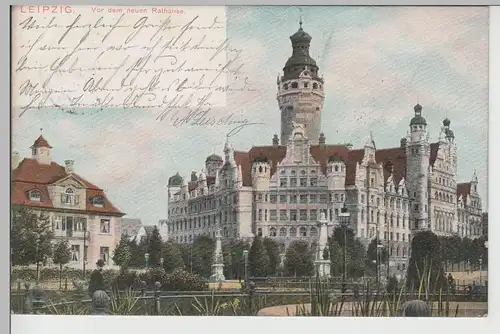 (77710) AK Leipzig, Vor dem Neuen Rathause, 1904